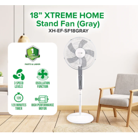 XTREME HOME Stand Fan (Gray) XH-EF-SF18GRAY 18''
